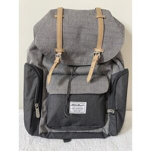 Eddie Bauer First Adventure Diaper Bag Backpack Unisex Grey Herringbone Large